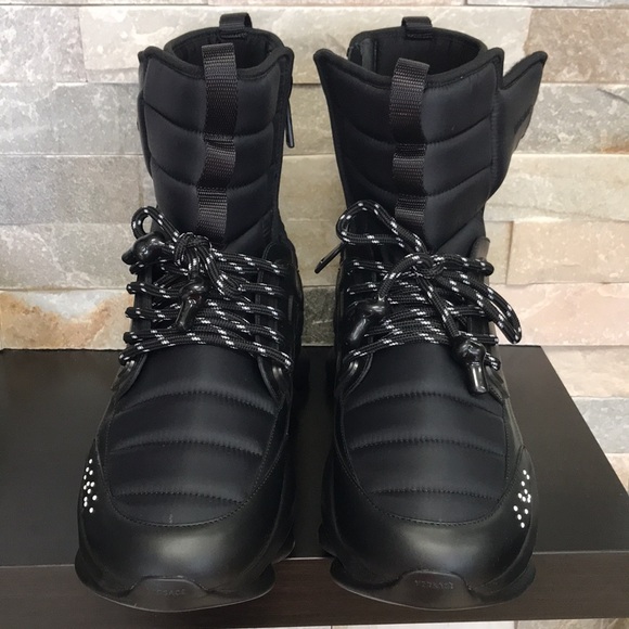 🎁 Versace Men's Chain Reaction High Top Sneakers Boot - Picture 5 of 9